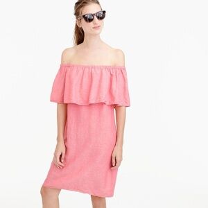 J crew linen blend Off-Shoulder dress reddish pink size small summer